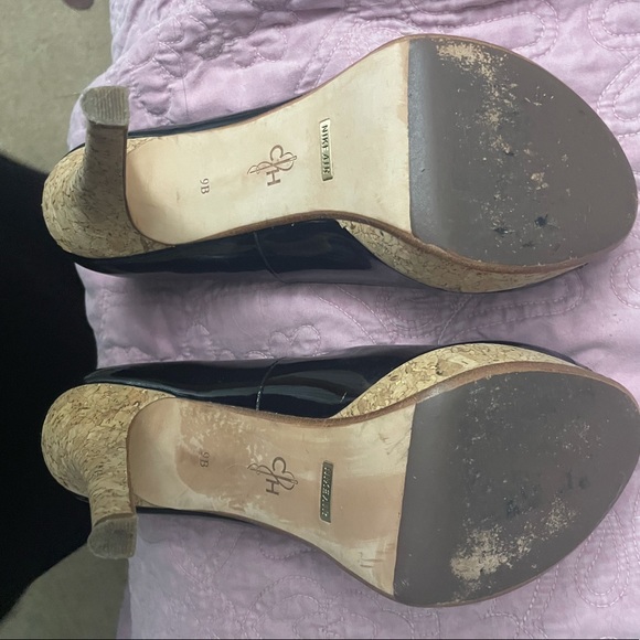 Cole Haan open toed blk stilettos-sz 9 - Picture 3 of 3